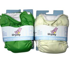 Lil Joey Newborn Preemie AIO Cloth Diaper 2-Pack Green & Light Green